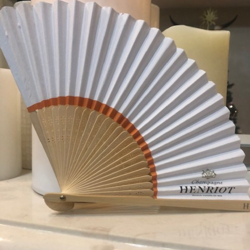 Rare, Champagne Henriot Paper & Wood Fan